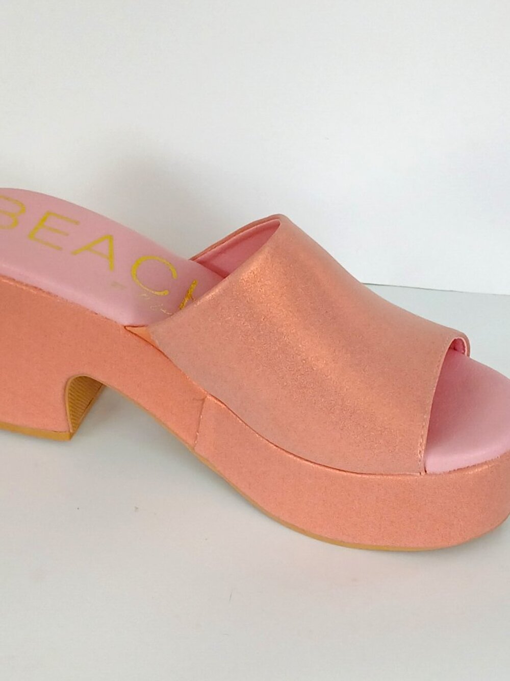 Beach By Matisse Shimmering Coral/Pink Platform Sandals, Size 8, New - Picture 5 of 11